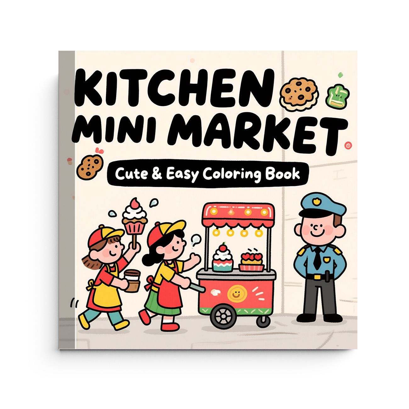 Food And Snacks Coloring Book - キッチンミニマーケット かわいくて簡単な塗り絵 ストリートフードカート バーガー ピザ スナック