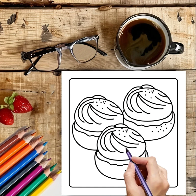 塗り絵ブック 大人向け簡単デザート塗り絵ブック、誕生日プレゼ - Food And Snacks Coloring Book のレビューと価格