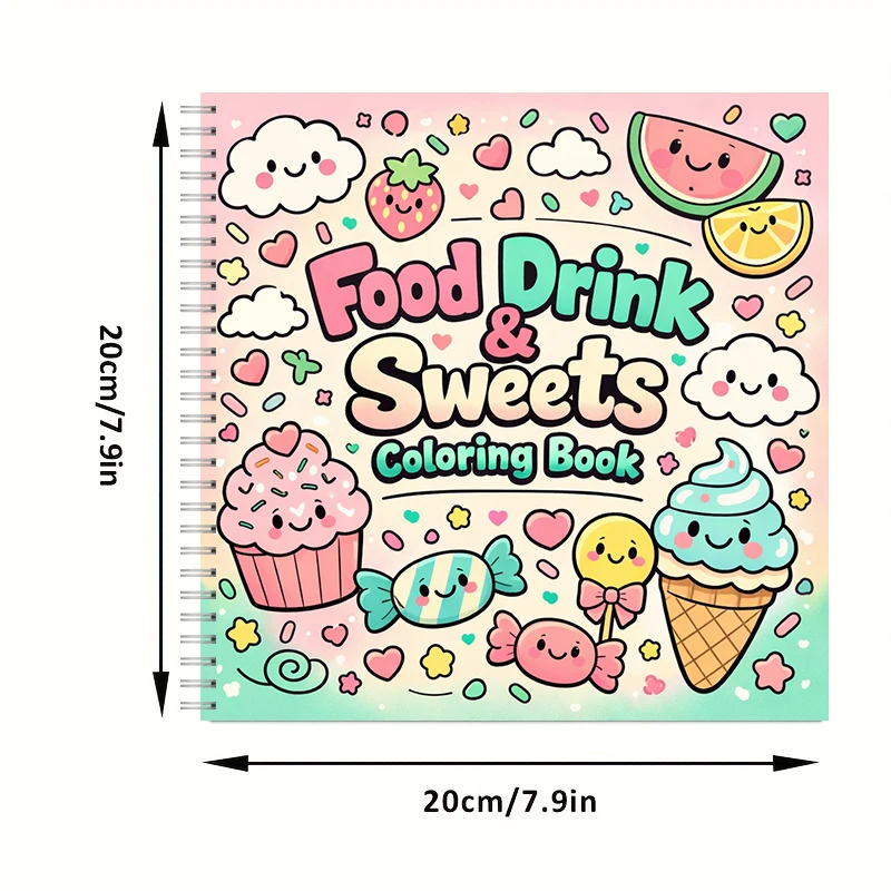 大人向け塗り絵ブック「食べ物、飲み物、甘いもの」、リラックス - Food And Snacks Coloring Book のレビューと価格