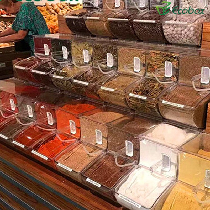 スーパーマーケットのバルクスナック保管タンク、バルク食品陳列 - Food Good Snacks のレビューと価格