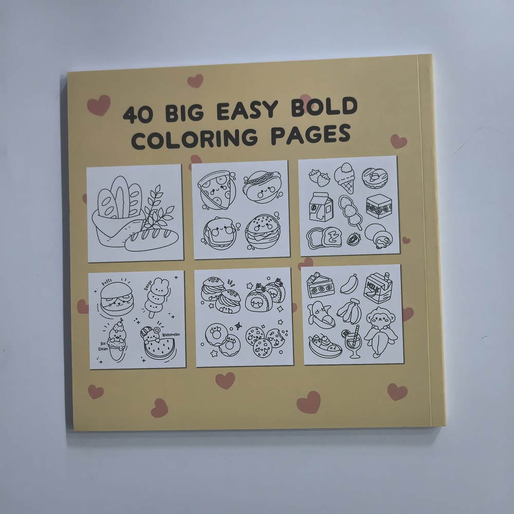 食品、飲み物、お菓子 大人向けの簡単な大胆な塗り絵 かわいい - Food And Snacks Coloring Book のレビューと価格